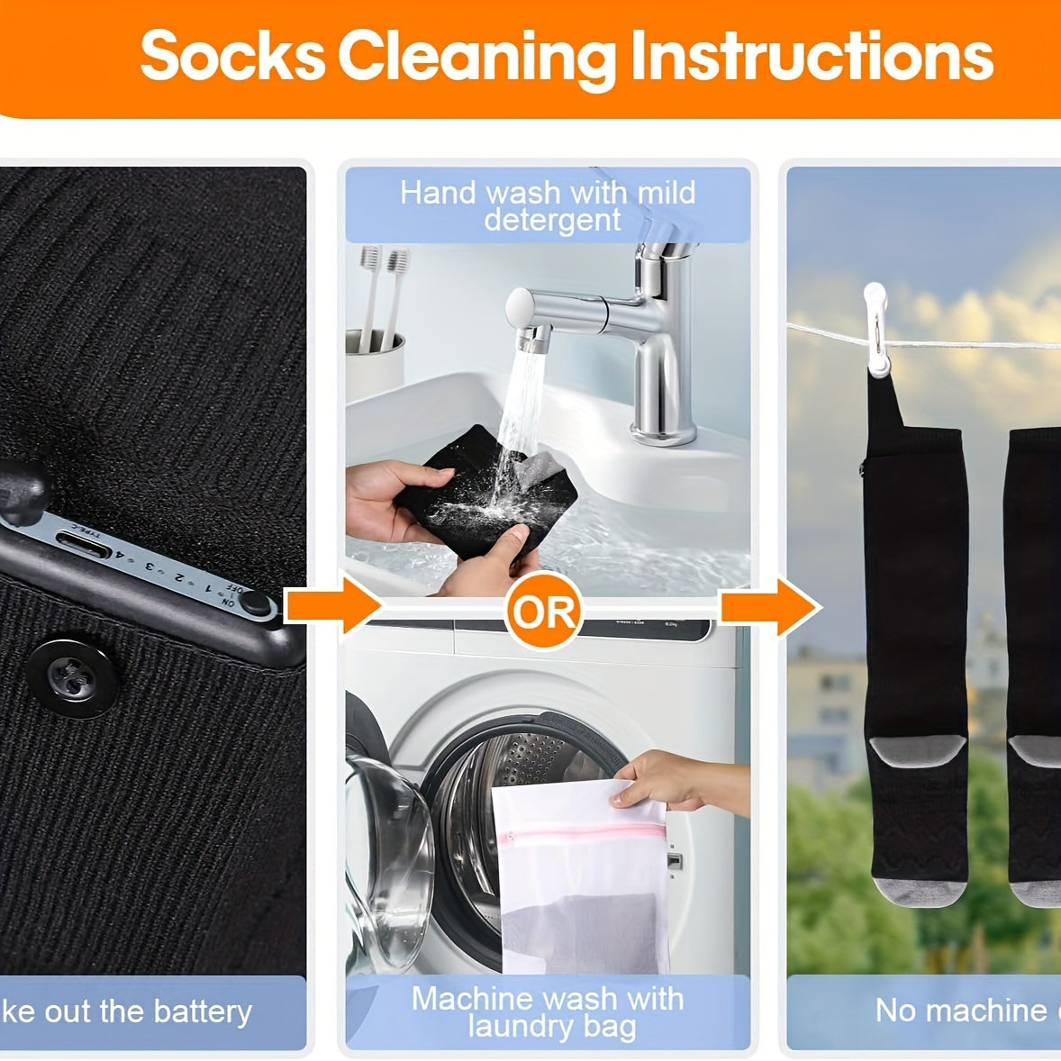Rechargeable Heated Socks for Men & Women, Washable Electric Winter Socks for Skiing, Hiking & Outdoor Use