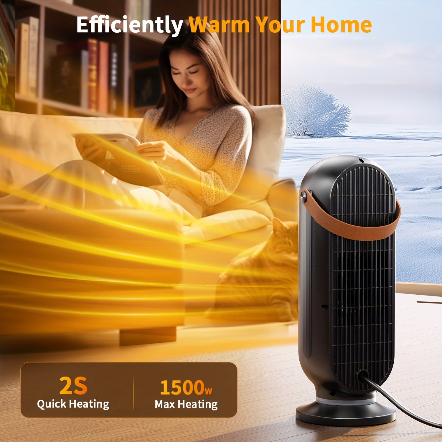 1500W Indoor Electric Space Heater – Portable Heater with Remote Control, Digital Display & Overheat Protection