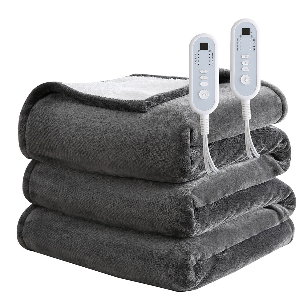Extra Large Electric Heated Blanket – Dual Controllers, Timer, Adjustable Heat