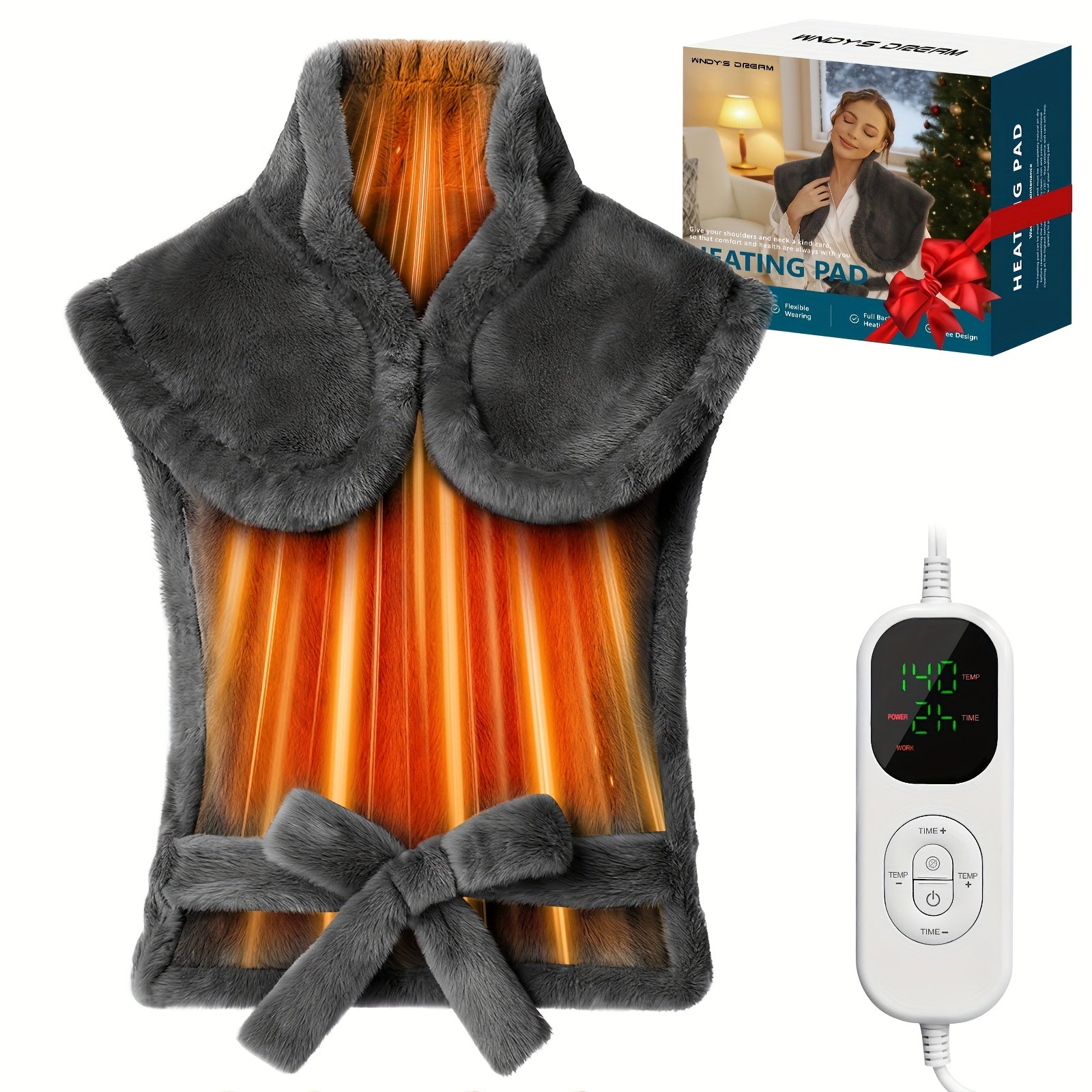 Extra Large Electric Heating Pad for Back – 35×28 in, Weighted Design, 5 Heat Levels, Auto Shut-Off