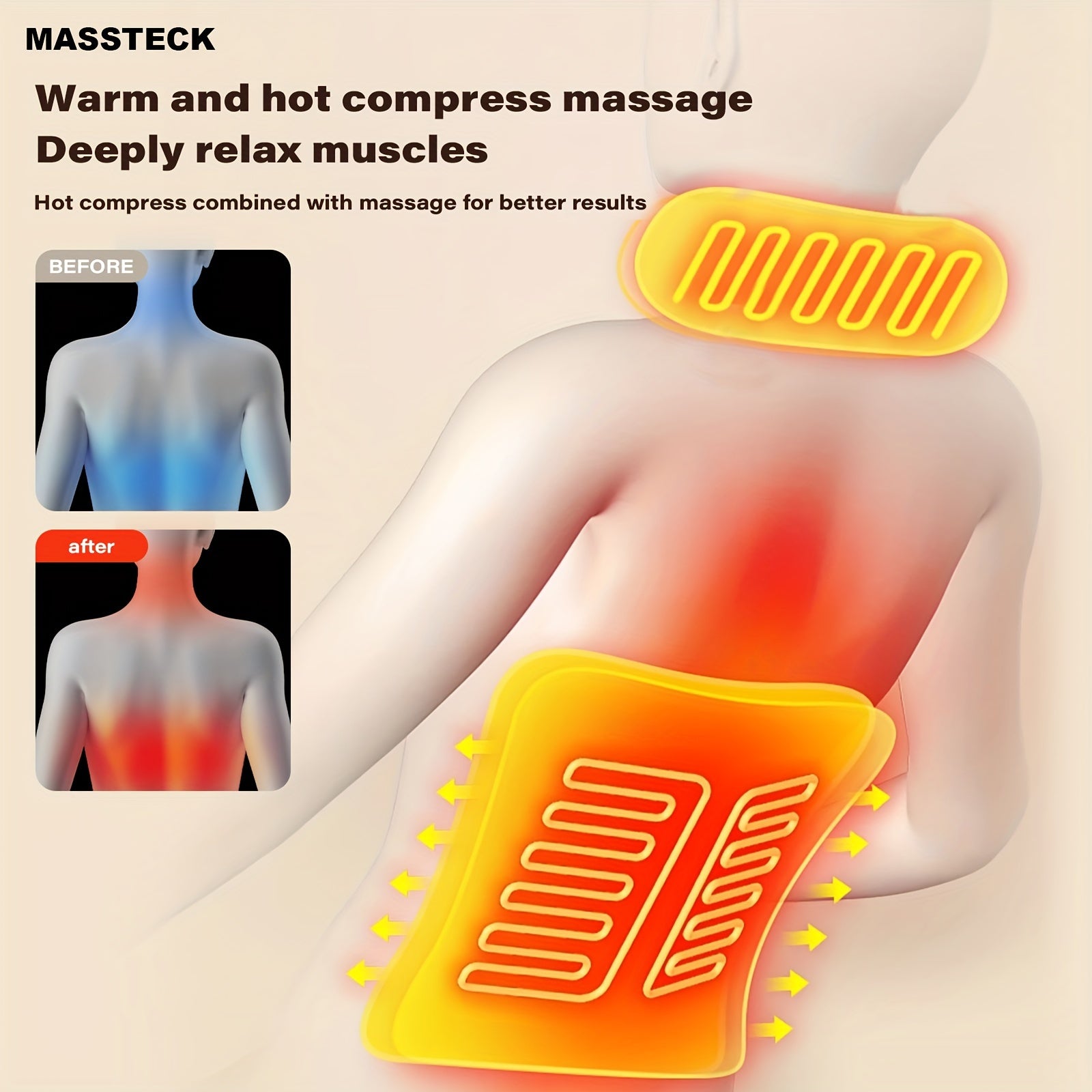 Full Body Massage Mat with Shiatsu Neck & Back Heating, 10 Vibration Motors, Massage Pad with Storage Bag