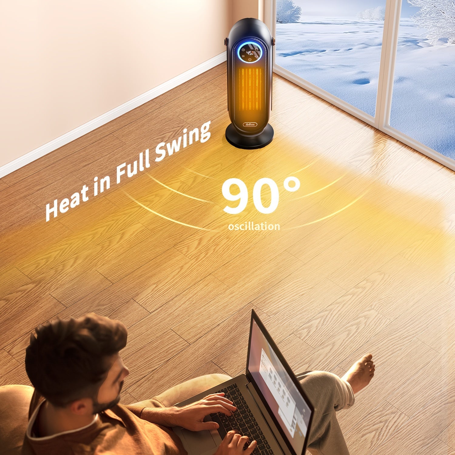 1500W Indoor Electric Space Heater – Portable Heater with Remote Control, Digital Display & Overheat Protection