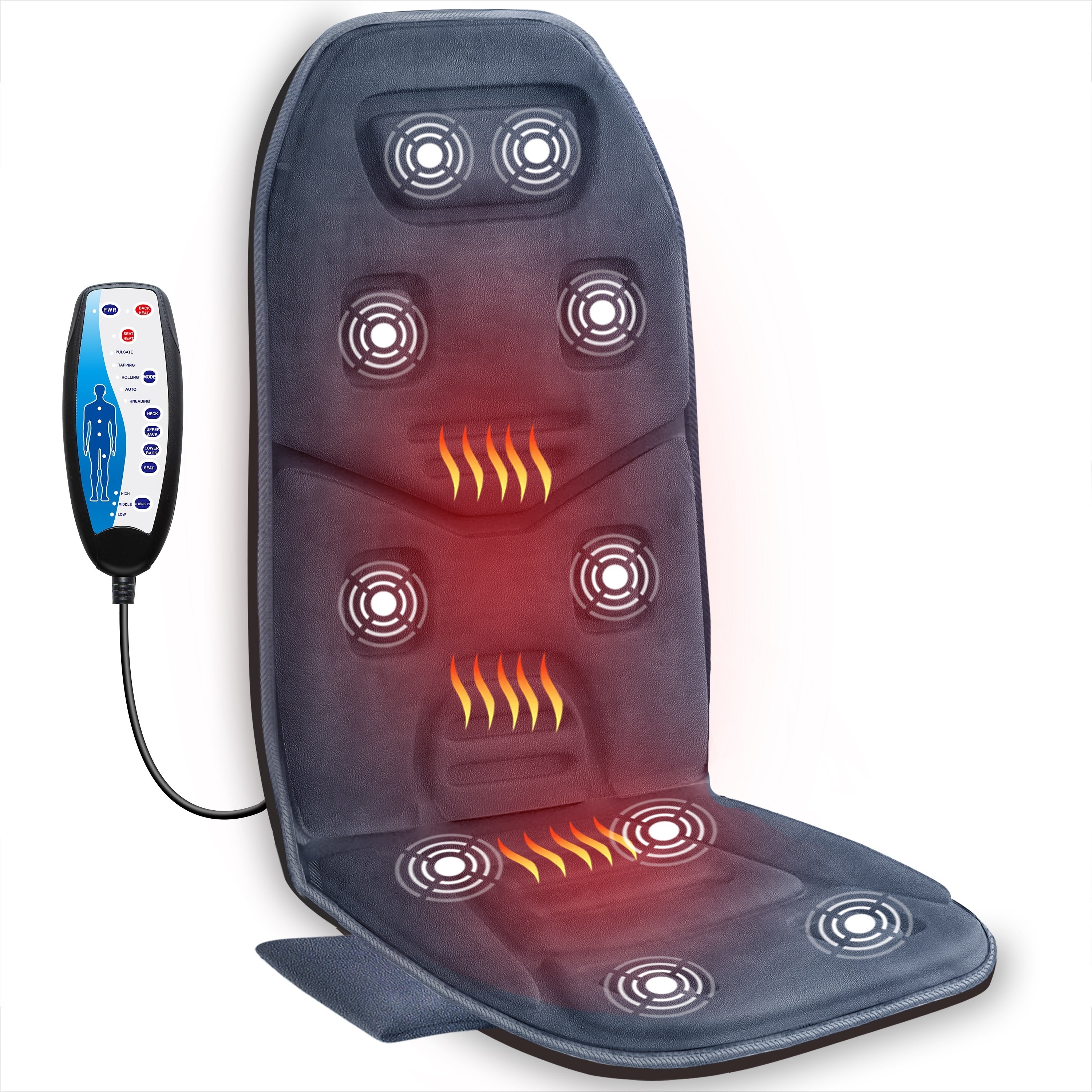 Heated Massage Chair Cushion with Vibration, 10 Motors, Seat Back Massager for Office & Home Chairs