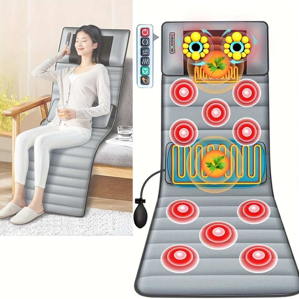 Full Body Vibration Massage Mat with Heat, 5 Massage Modes, Portable Electric Massage Pad for Back & Neck