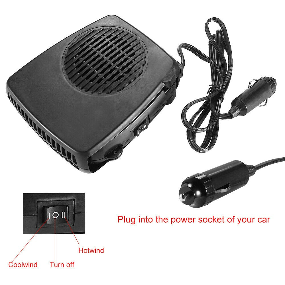 12V 150W Portable Car Heater & Windshield Defroster, Fast Heating Fan for Cars, Trucks & RVs