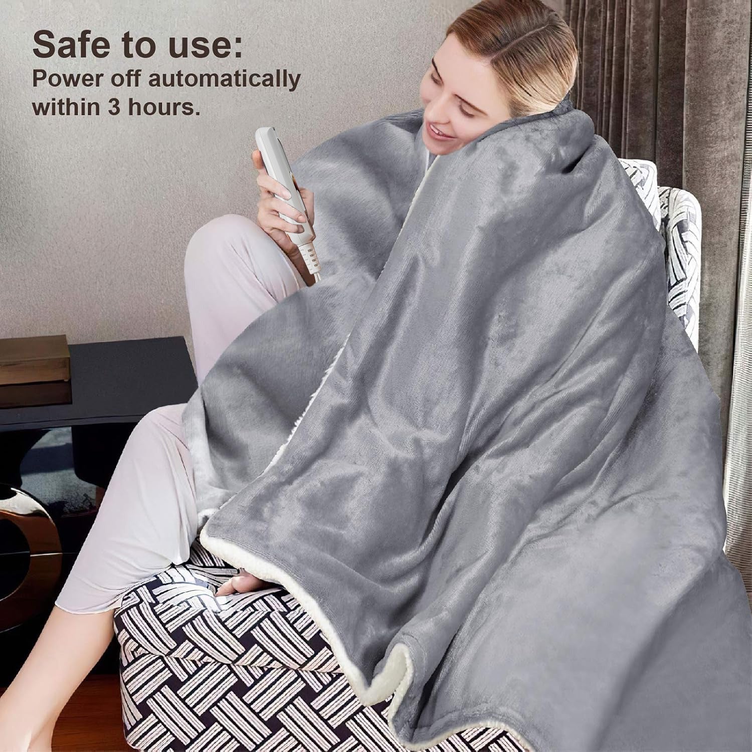 Electric Heated Throw Blanket – Temperature Control, Auto Shut-Off, Machine Washable