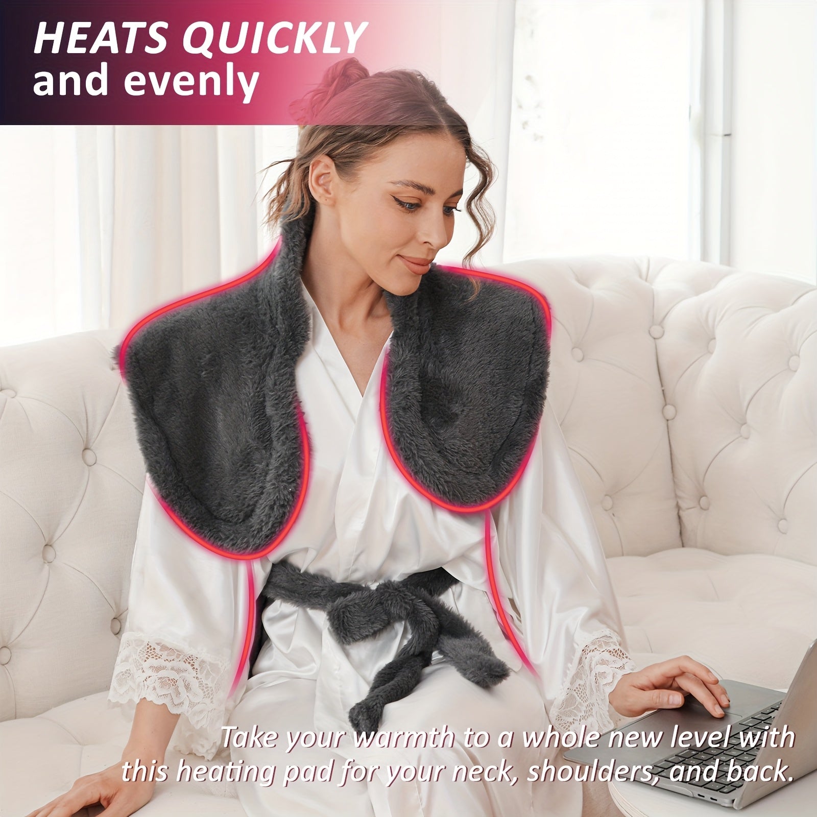 Extra Large Electric Heating Pad for Back – 35×28 in, Weighted Design, 5 Heat Levels, Auto Shut-Off