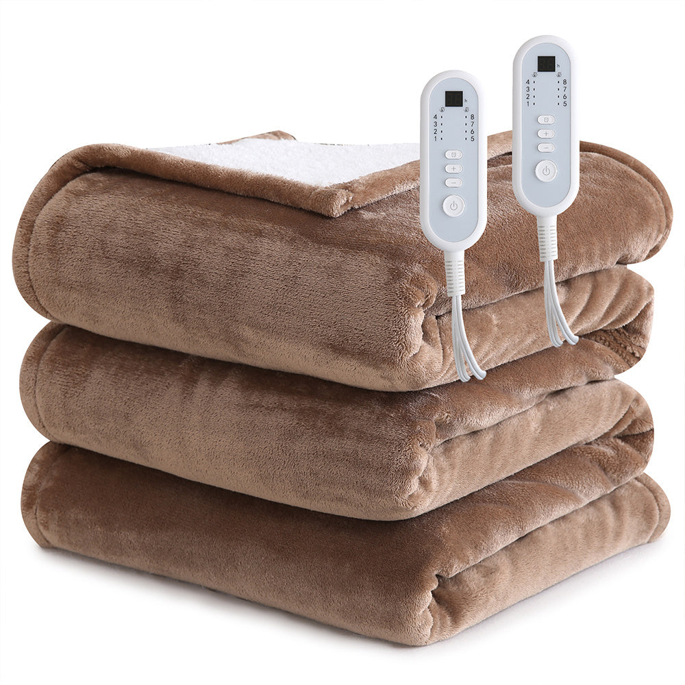 Extra Large Electric Heated Blanket – Dual Controllers, Timer, Adjustable Heat