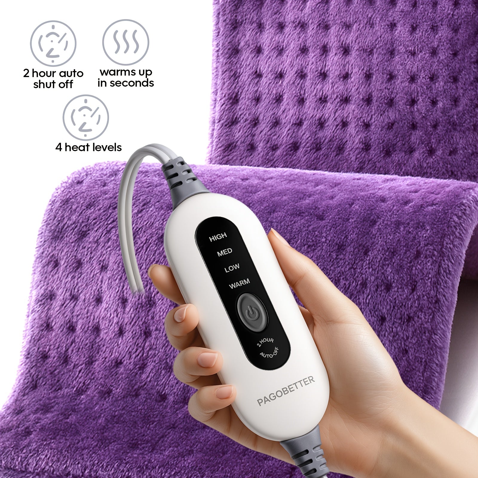 Electric Heating Pad for Back & Body – Ultra-Soft Fabric, Dry & Moist Heat, Auto Shut-Off