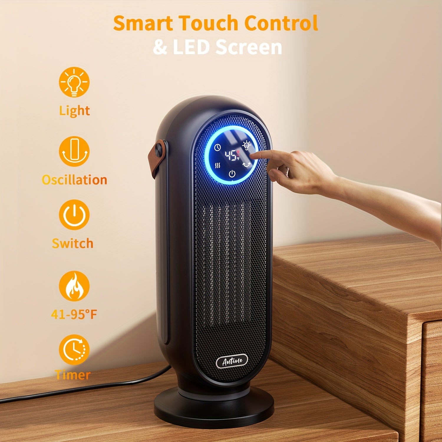 1500W Indoor Electric Space Heater – Portable Heater with Remote Control, Digital Display & Overheat Protection