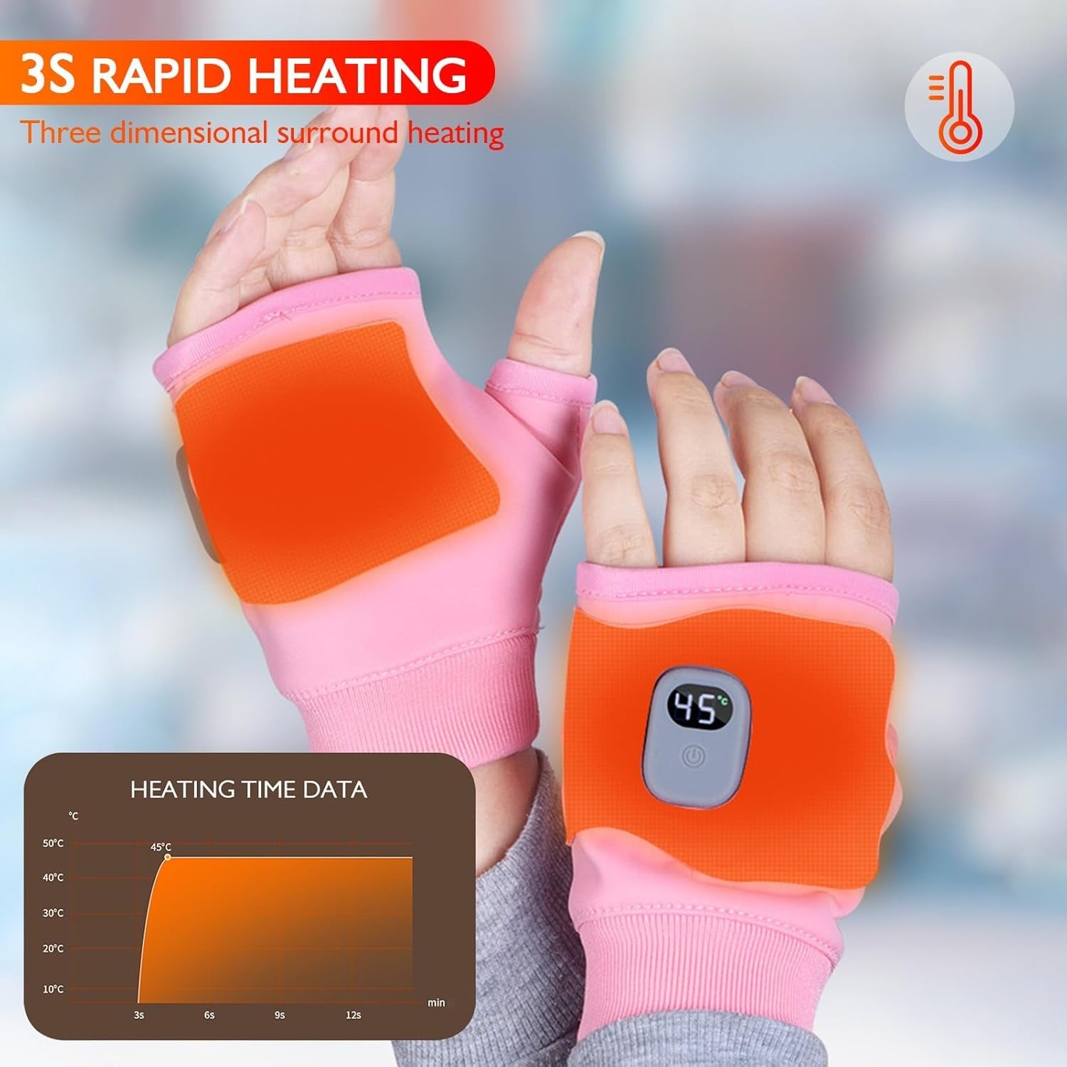 USB Heated Fingerless Gloves, Electric Hand Warmers with Adjustable Fit for Typing, Work & Outdoor Use