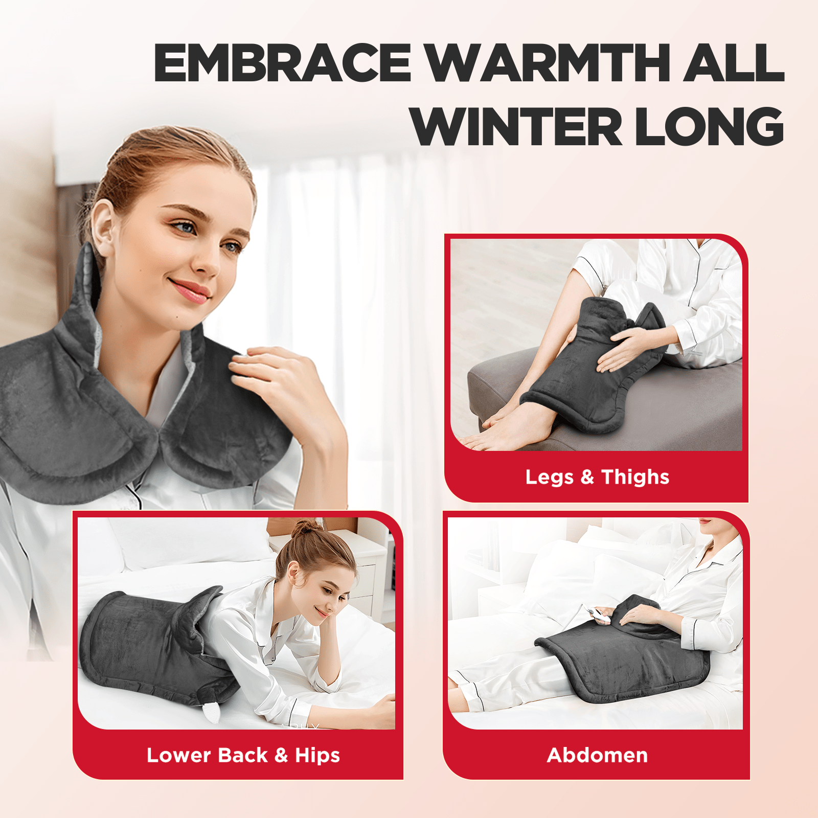 Heated Shawl Heating Pad for Neck & Shoulders – Graphene Fabric, 6 Heat Levels, Auto Shut-Off