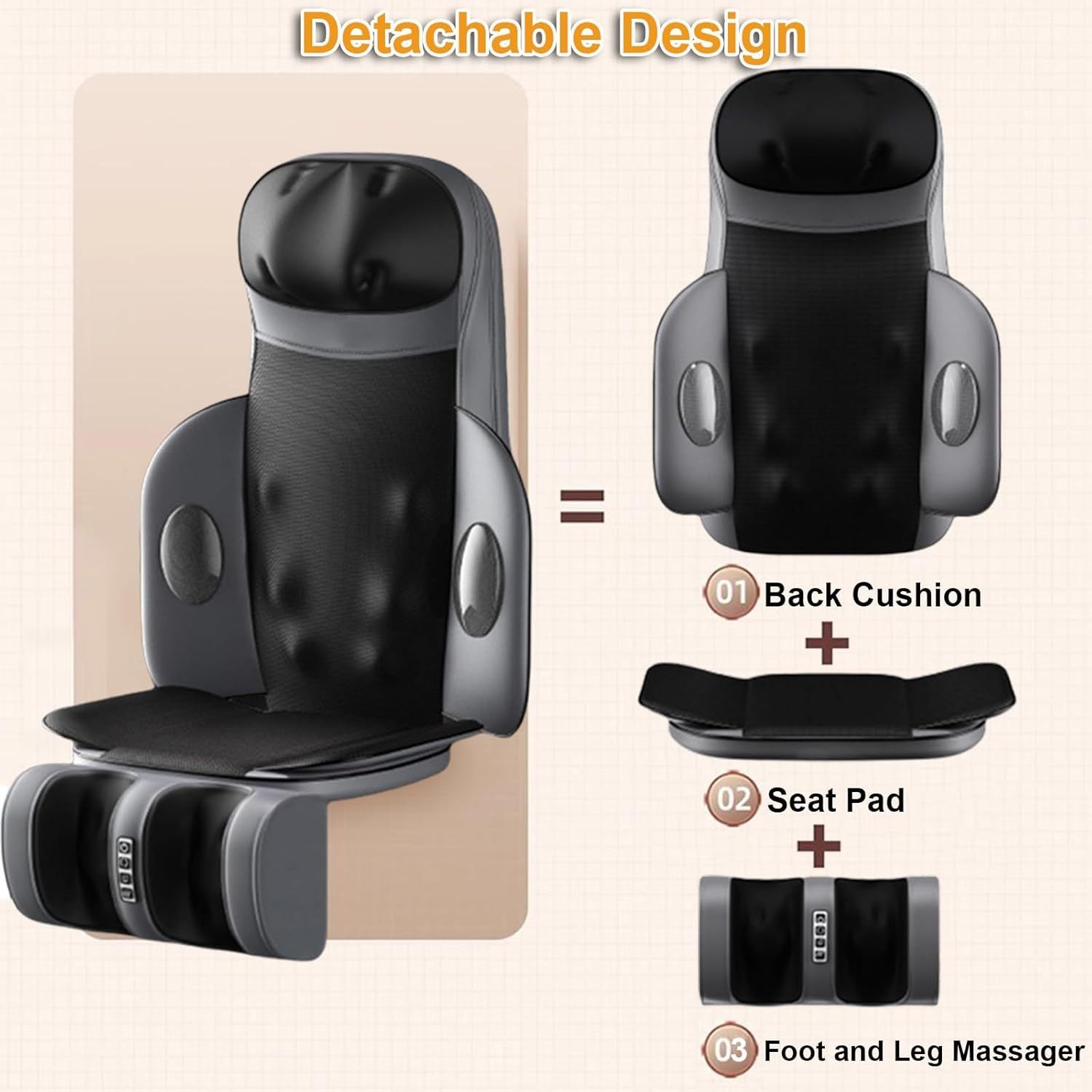 Full Body Massage Cushion for Neck Back & Waist, Vibration Massage Pad, Foldable for Home Office & Car