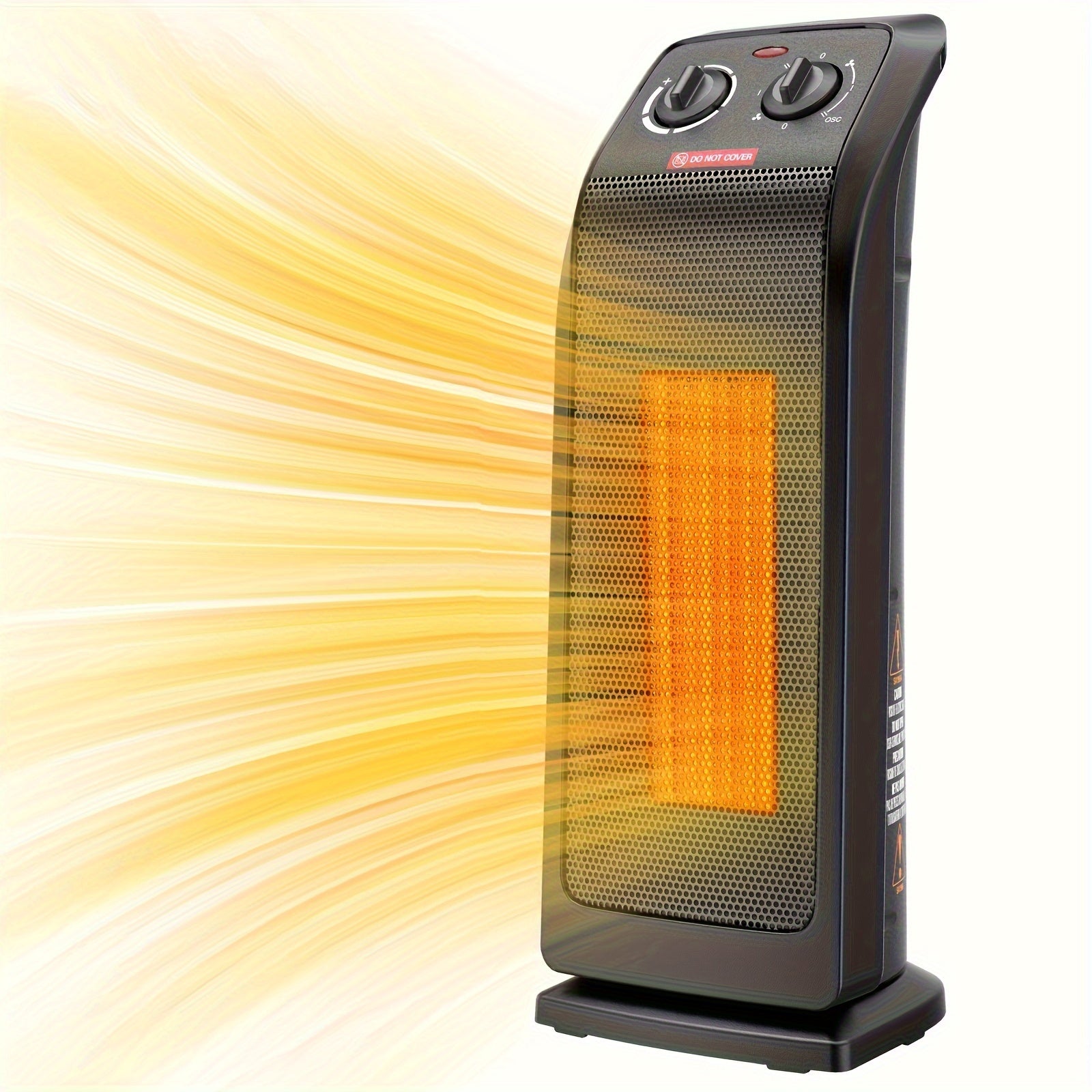 1500W Ceramic PTC Space Heater for Indoor Use – Portable Heater with 60° Oscillation & Safety Shut-Off