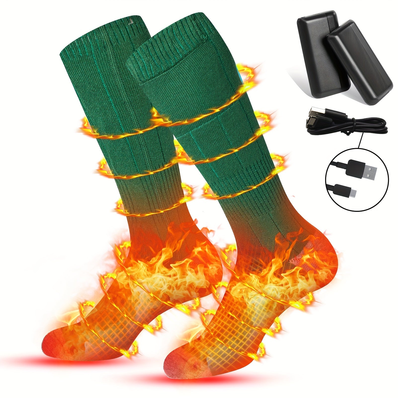 Wool Heated Socks, 4000mAh Rechargeable Battery, 3 Heat Levels, Electric Winter Socks for Outdoor Activities