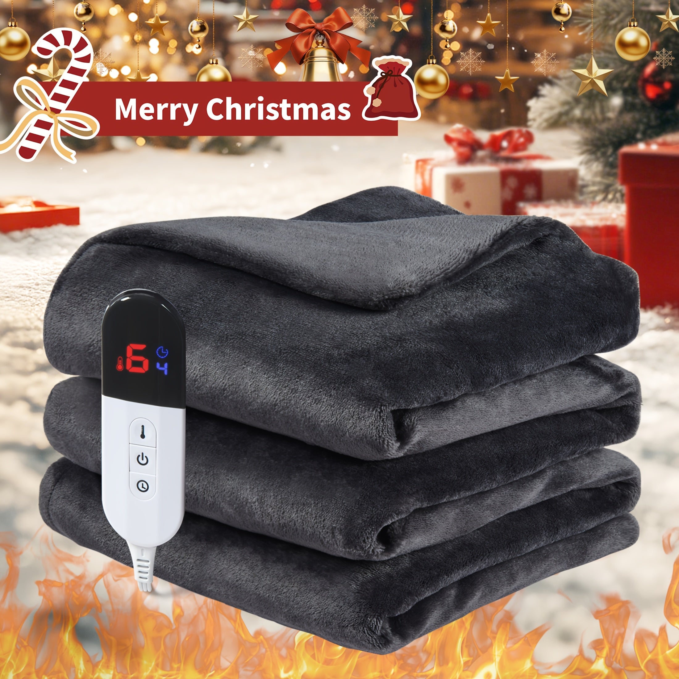 Electric Blanket – Double-Sided Flannel, Adjustable Heat Levels, Machine Washable