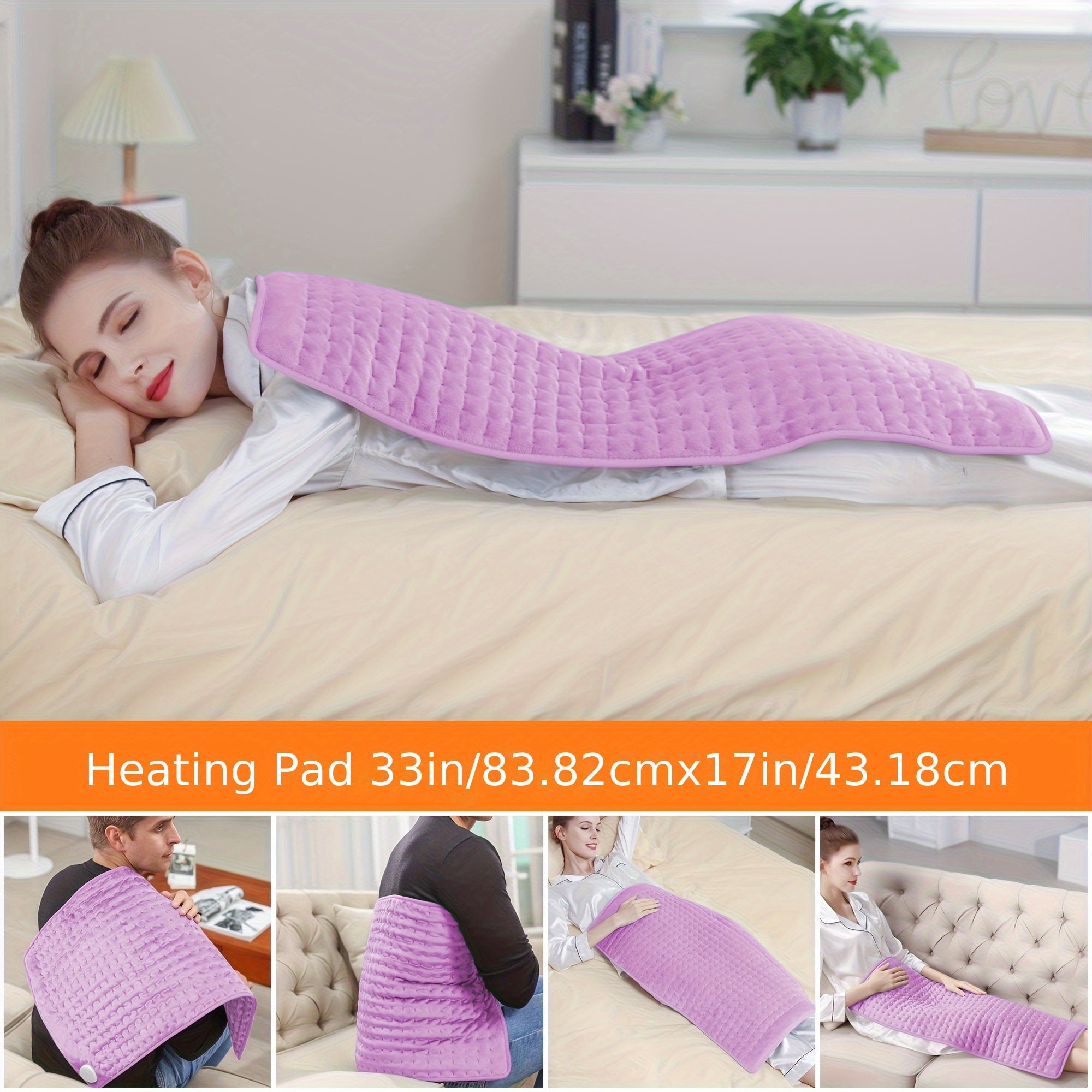 Electric Heating Pad for Back & Body – 6 Heat Levels, Machine Washable