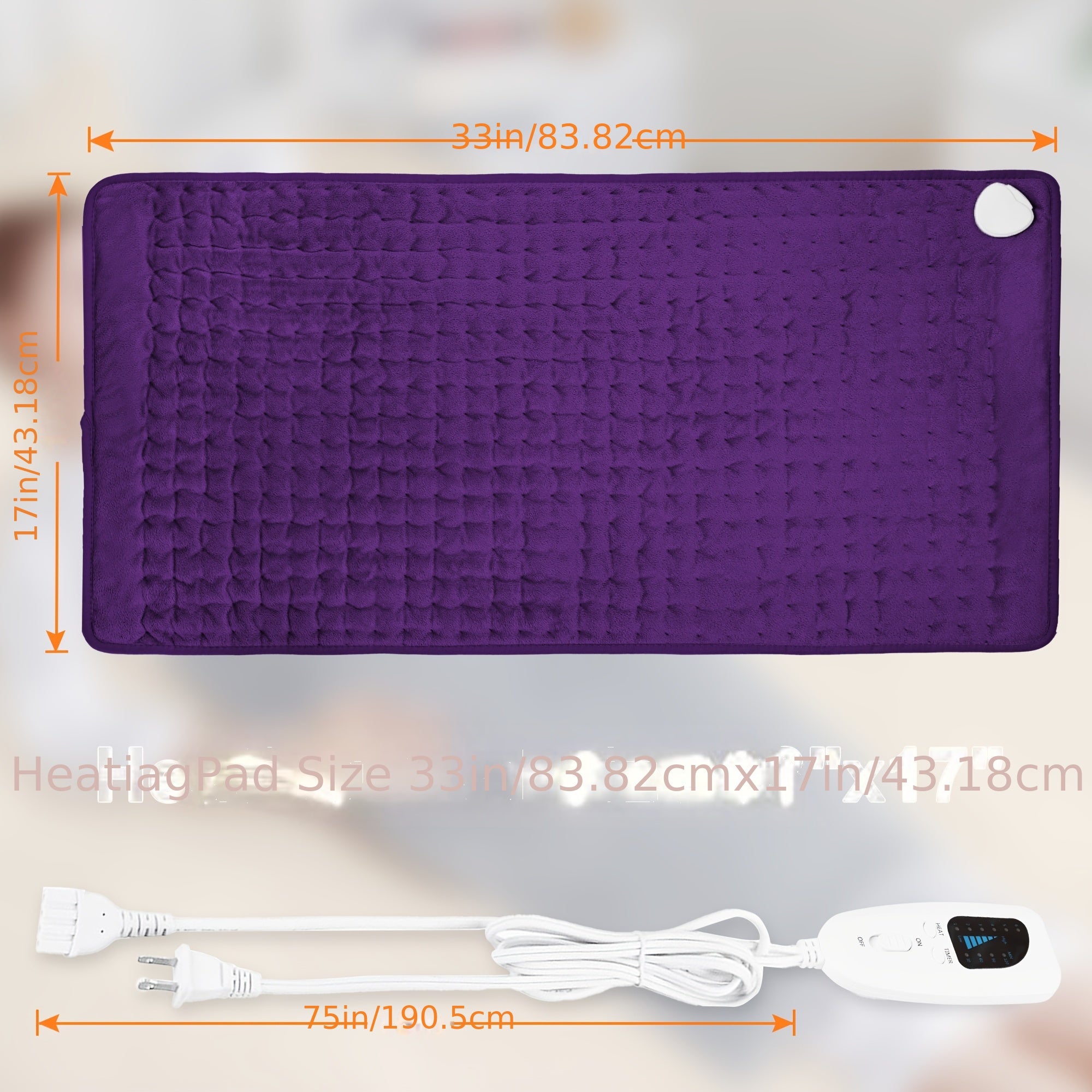 Electric Heating Pad for Back & Body – 6 Heat Levels, Machine Washable