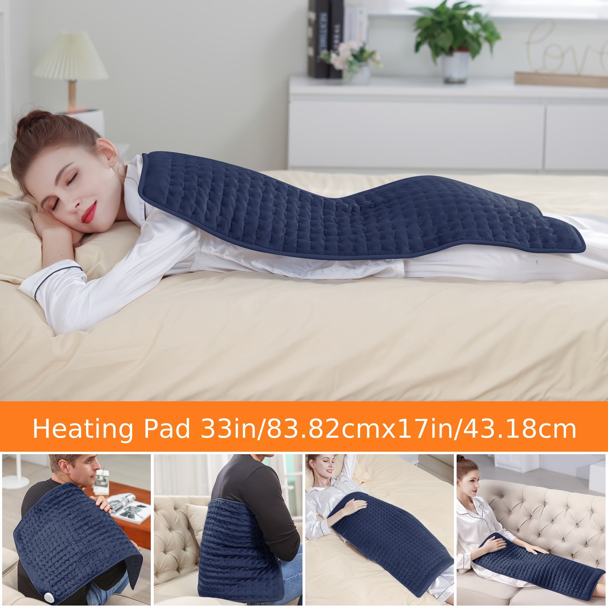 Electric Heating Pad for Back & Body – 6 Heat Levels, Machine Washable
