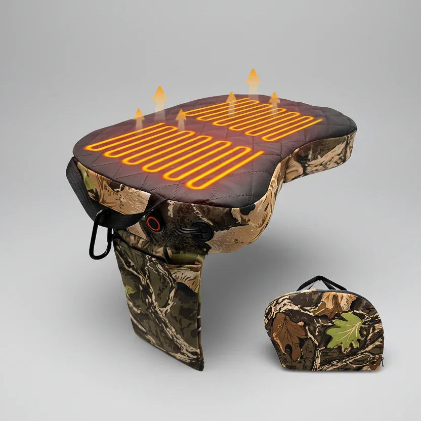 USB Heated Hunting Seat, Foldable Portable Heating Seat Cushion for Outdoor Camping, Fishing & Stadium Use - Thermeva