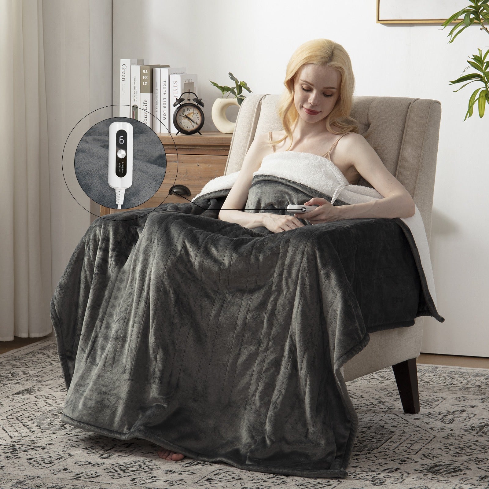 Electric Heated Throw Blanket – Temperature Control, Auto Shut-Off, Machine Washable