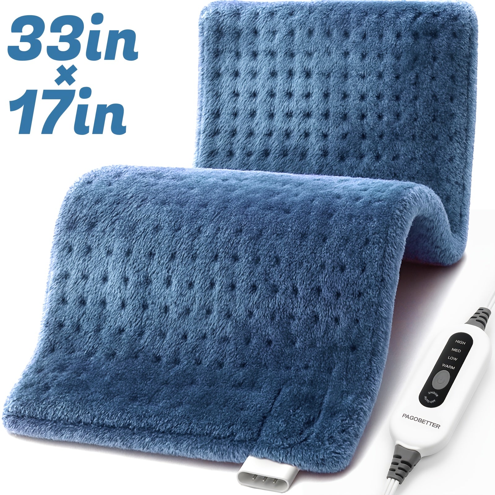 Electric Heating Pad for Back & Legs – Graphene Heating, Thick Flannel, Machine Washable