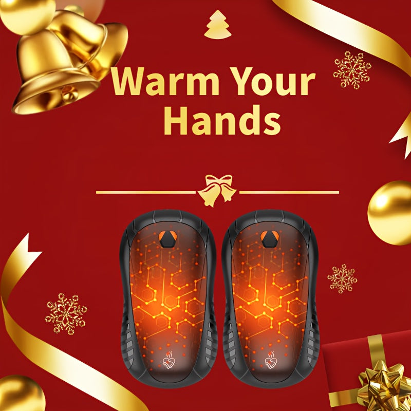 Rechargeable Hand Warmers 2-Pack, 5200mAh Electric Pocket Heater, Double-Sided Heating, 3 Heat Levels
