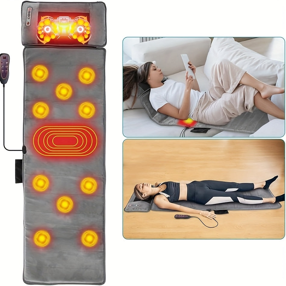 Full Body Vibration Massage Mat with Heat, 5 Massage Modes, Portable Electric Massage Pad for Back & Neck