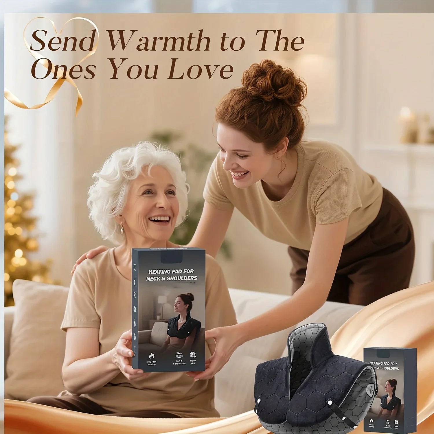 Electric Heating Pad for Neck & Shoulders – 24×20 in, Adjustable Straps, Auto Shut-Off - Thermeva