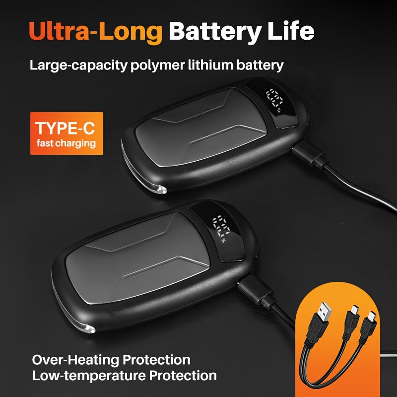 Rechargeable Hand Warmers 2-Pack with COB Light, Magnetic Electric Pocket Heater, Dual-Sided Heating