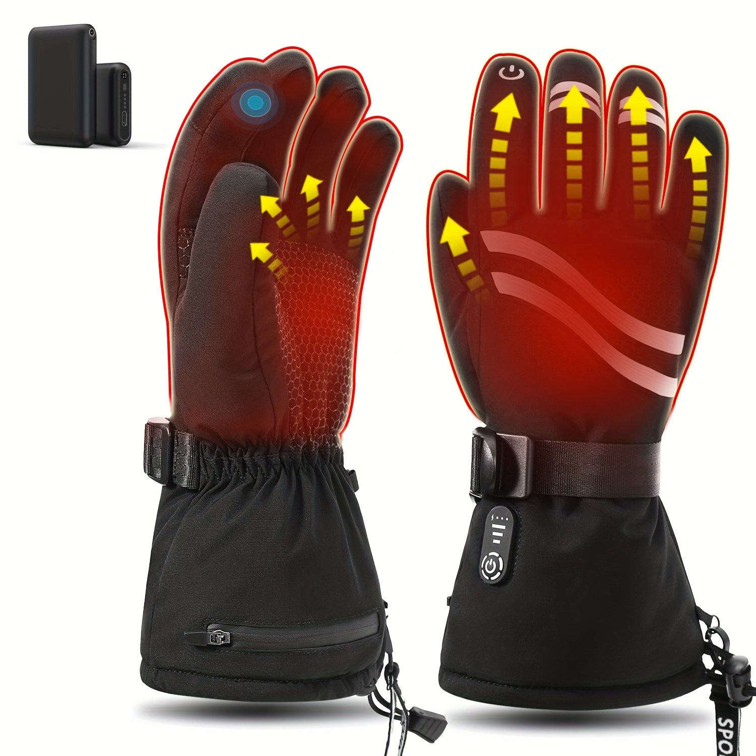 Electric Heated Gloves for Men & Women, Rechargeable Winter Thermal Gloves for Cold Weather Work, Skiing & Outdoor Use