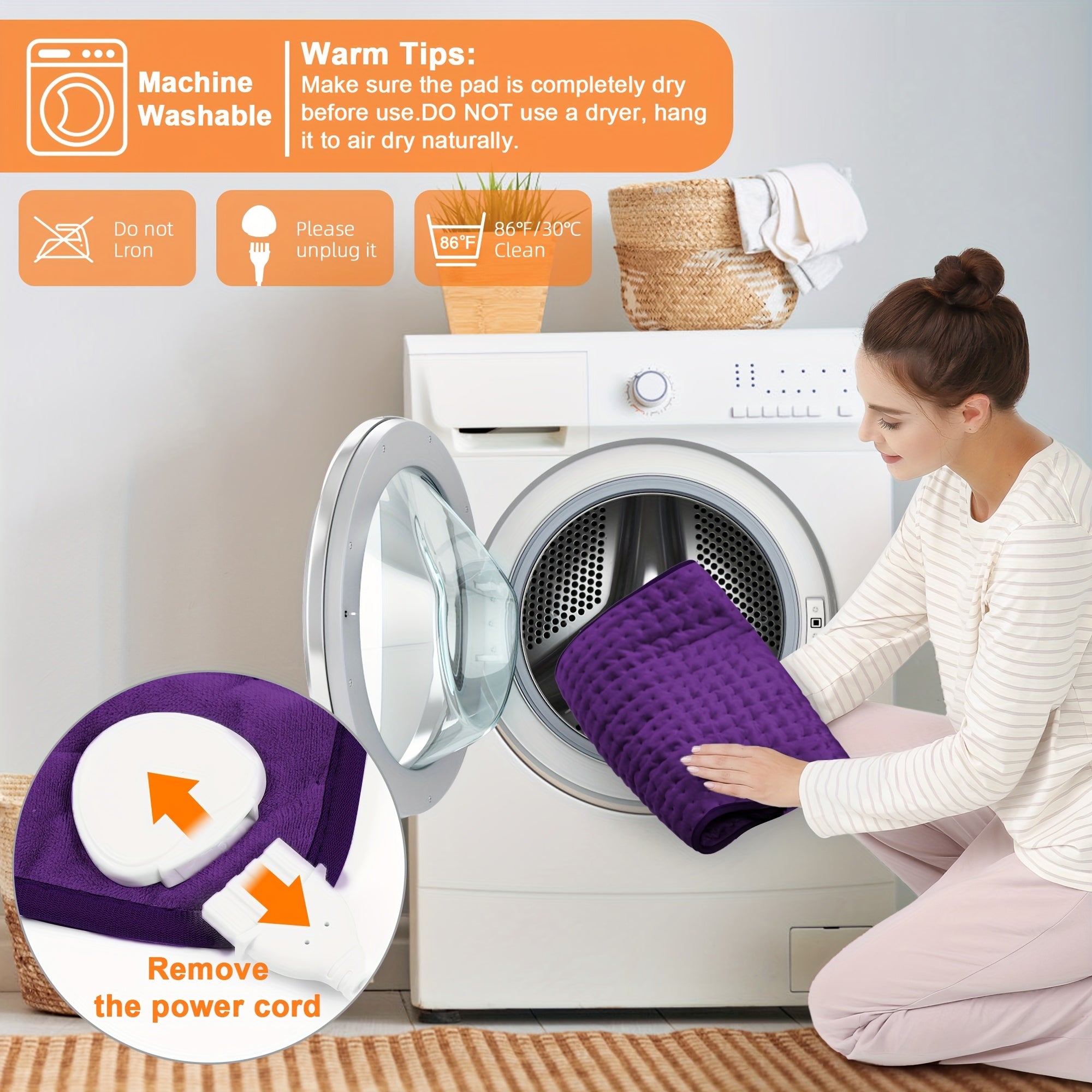 Electric Heating Pad for Back & Body – 6 Heat Levels, Machine Washable