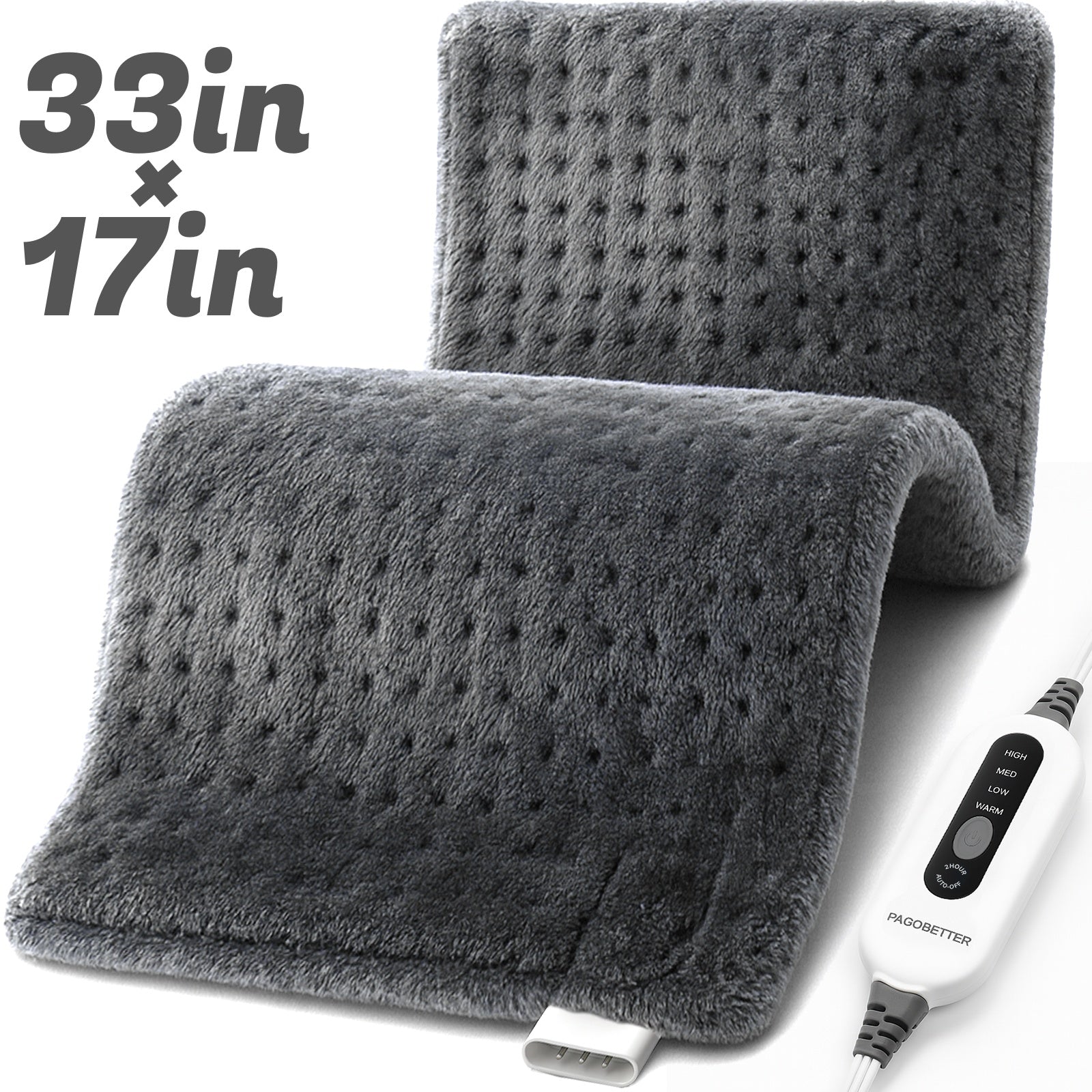 Electric Heating Pad for Back & Legs – Graphene Heating, Thick Flannel, Machine Washable