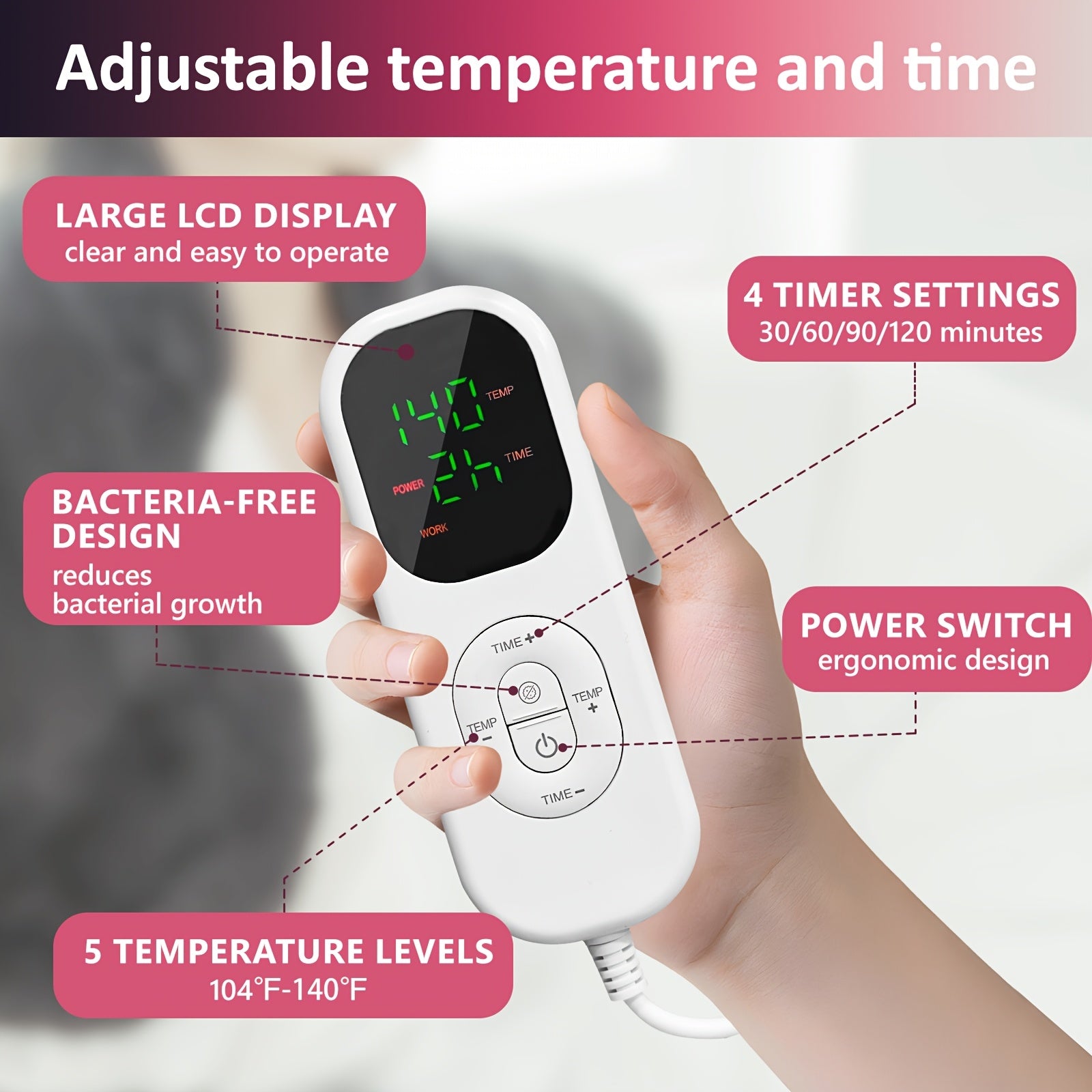 Extra Large Electric Heating Pad for Back – 35×28 in, Weighted Design, 5 Heat Levels, Auto Shut-Off