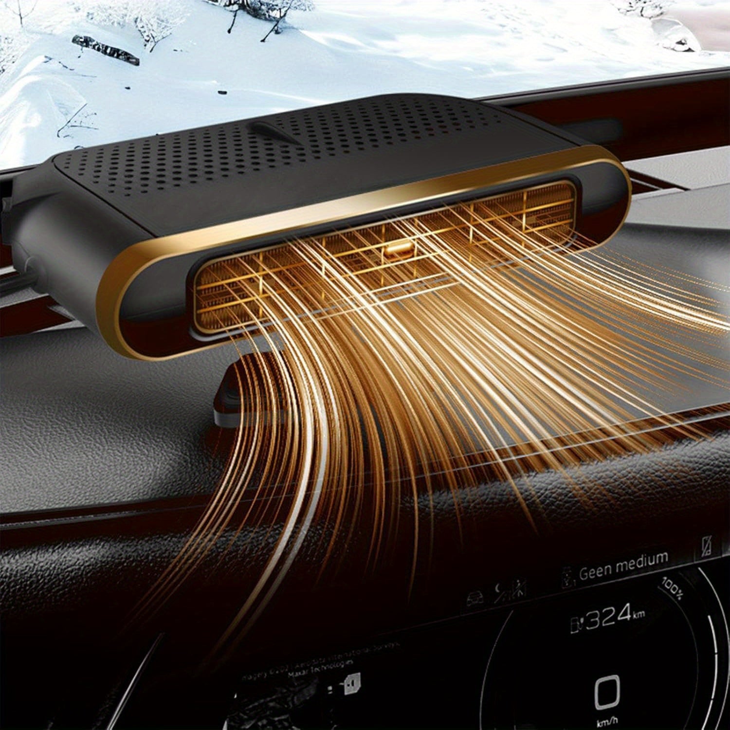 12V Car Heater & Defogger, 2-in-1 Portable Vehicle Heating Device for Windshield Defrosting