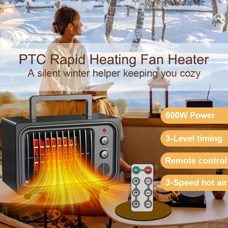 Small Ceramic Space Heater for Indoor Use – Portable Electric Heater with Safety Shut-Off