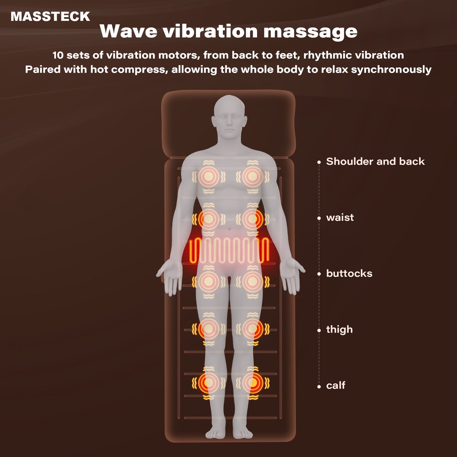 Full Body Massage Mat with Shiatsu Neck & Back Heating, 10 Vibration Motors, Massage Pad with Storage Bag