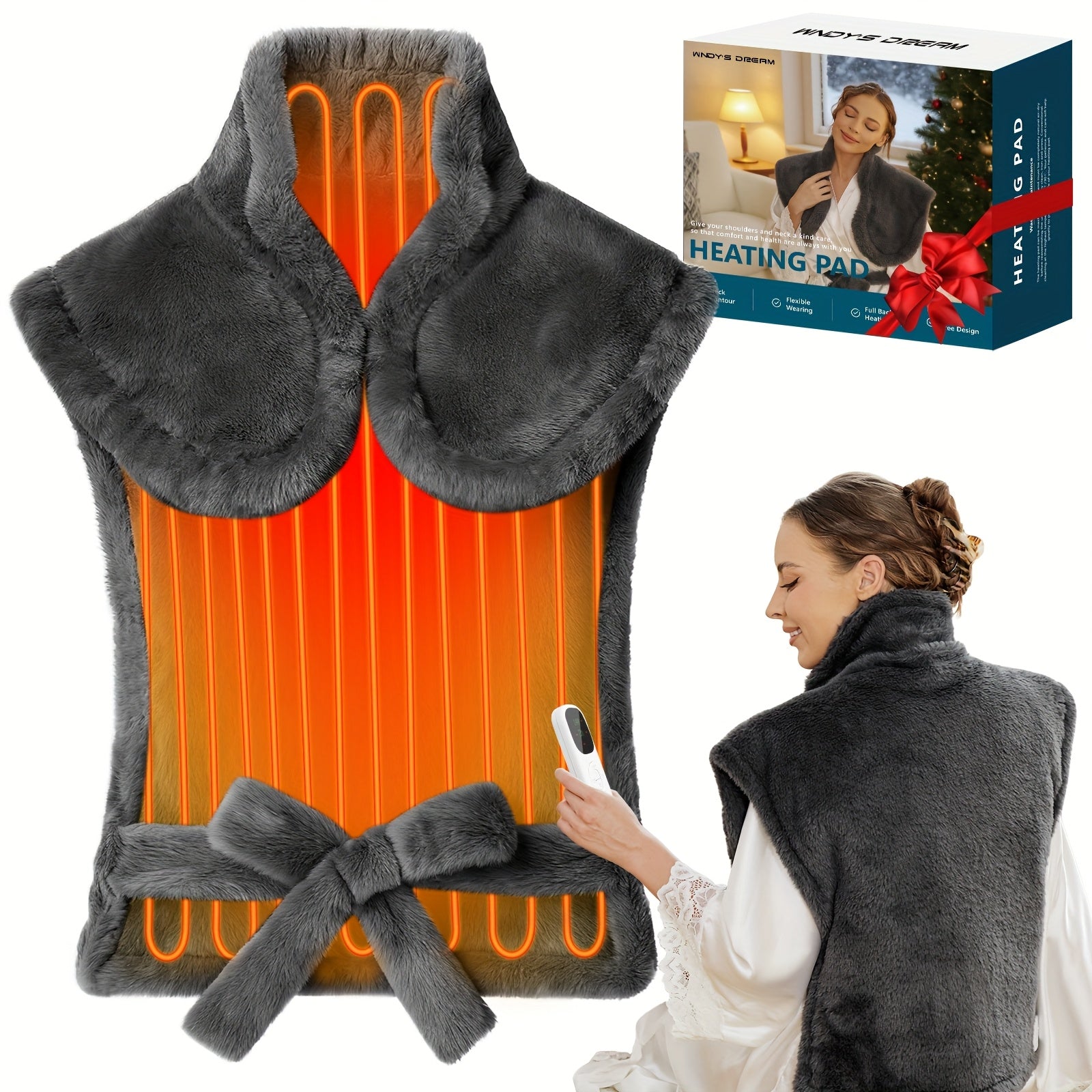 Extra Large Electric Heating Pad for Back – 35×28 in, Weighted Design, 5 Heat Levels, Auto Shut-Off