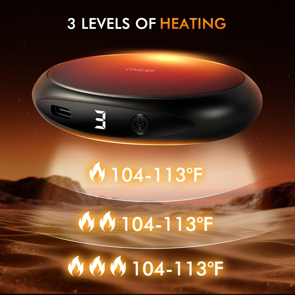 Rechargeable Magnetic Hand Warmers 2-Pack with Digital Display, Electric Pocket Heater, 3 Heat Levels