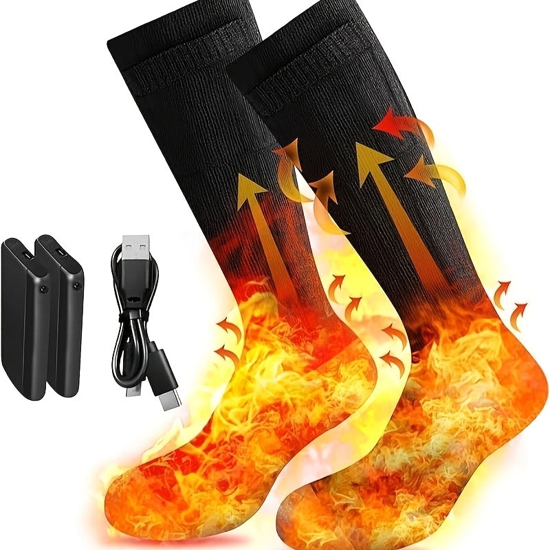 Rechargeable Heated Socks, Dual 4000mAh Batteries, 3 Heat Settings, Washable Electric Socks for Outdoor Work