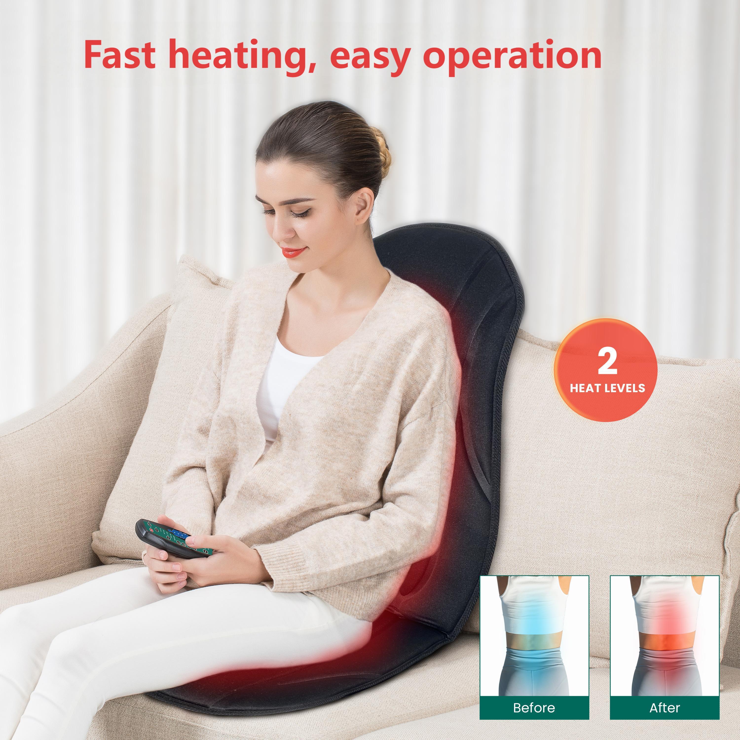 Vibration Back Massager Seat Cushion with Heat, 8 Motors, 5 Massage Modes, Chair Massager for Home & Office