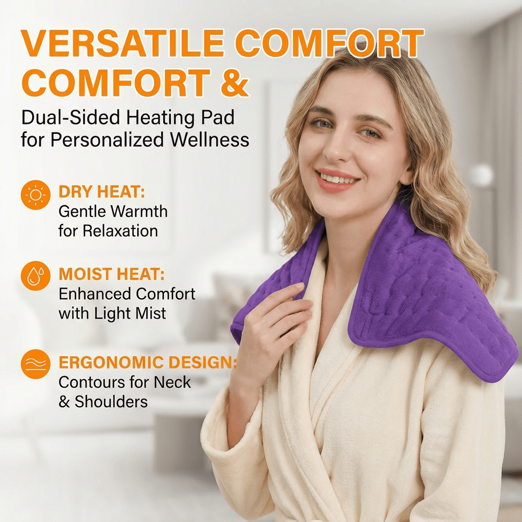 Extra Large Electric Heating Pad – 24×12 in, 6 Heat Levels, Fast Heating, Auto Shut-Off