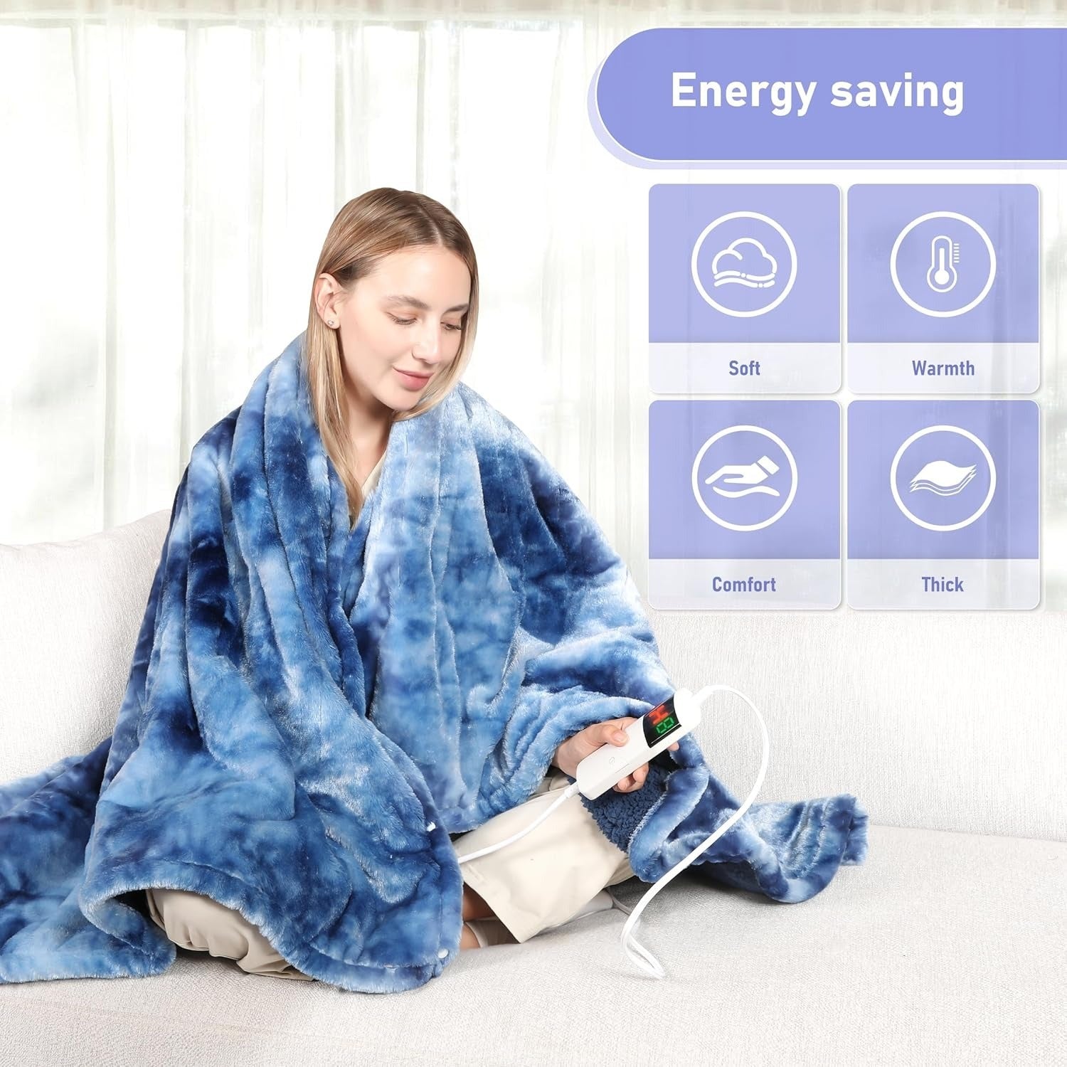 Electric Heated Throw Blanket – Rapid Heating, Adjustable Temperature, Washable
