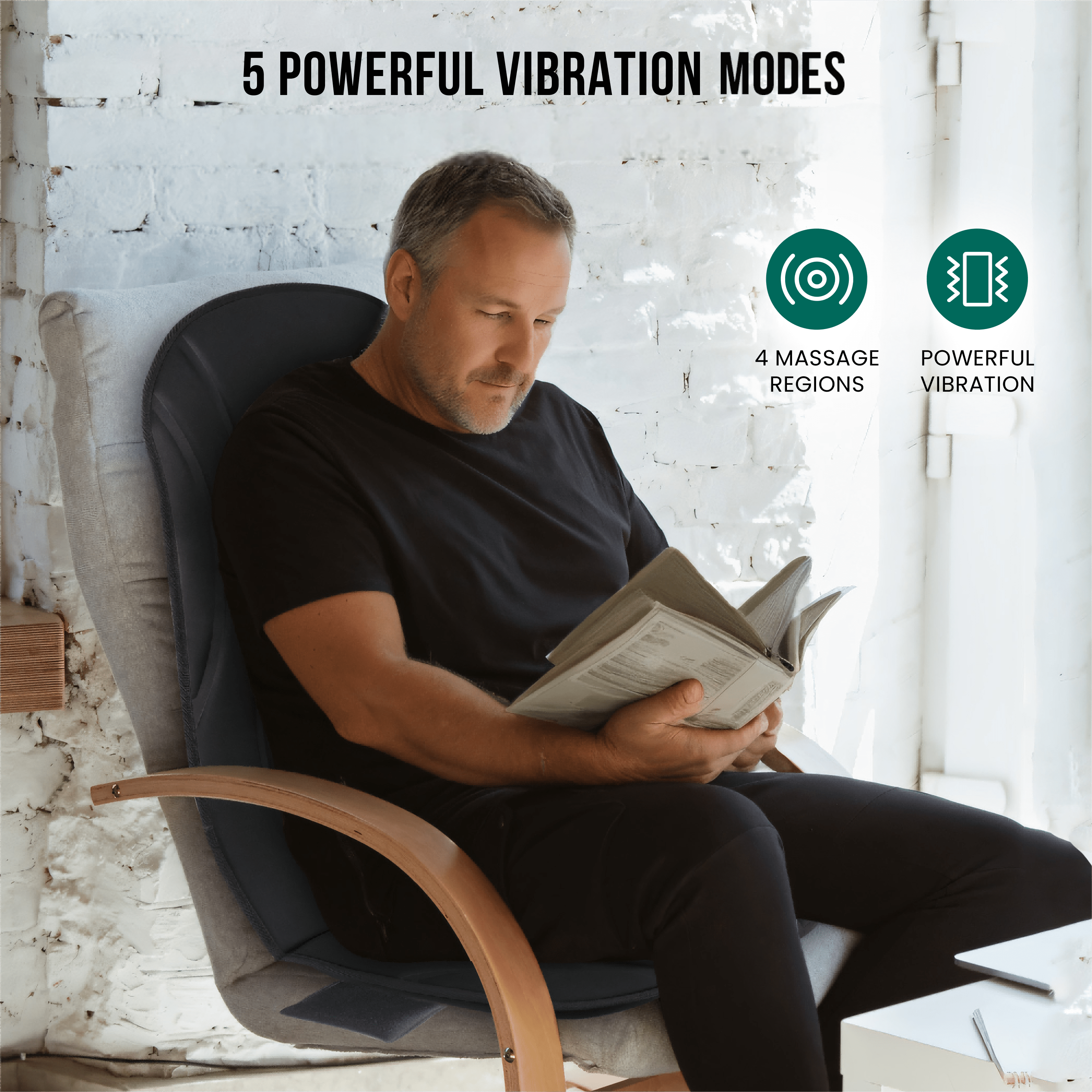 Vibration Back Massager Seat Cushion with Heat, 8 Motors, 5 Massage Modes, Chair Massager for Home & Office