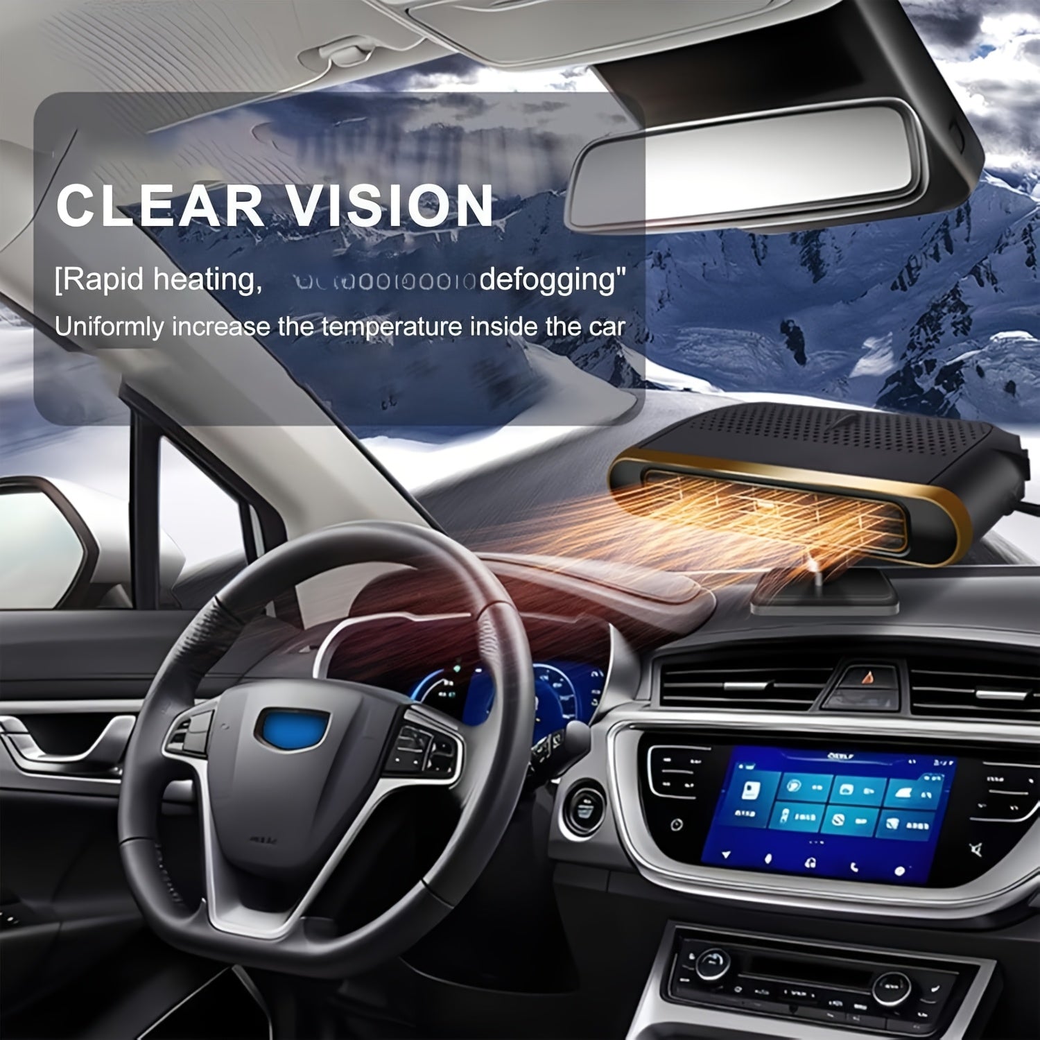 12V Car Heater & Defogger, 2-in-1 Portable Vehicle Heating Device for Windshield Defrosting