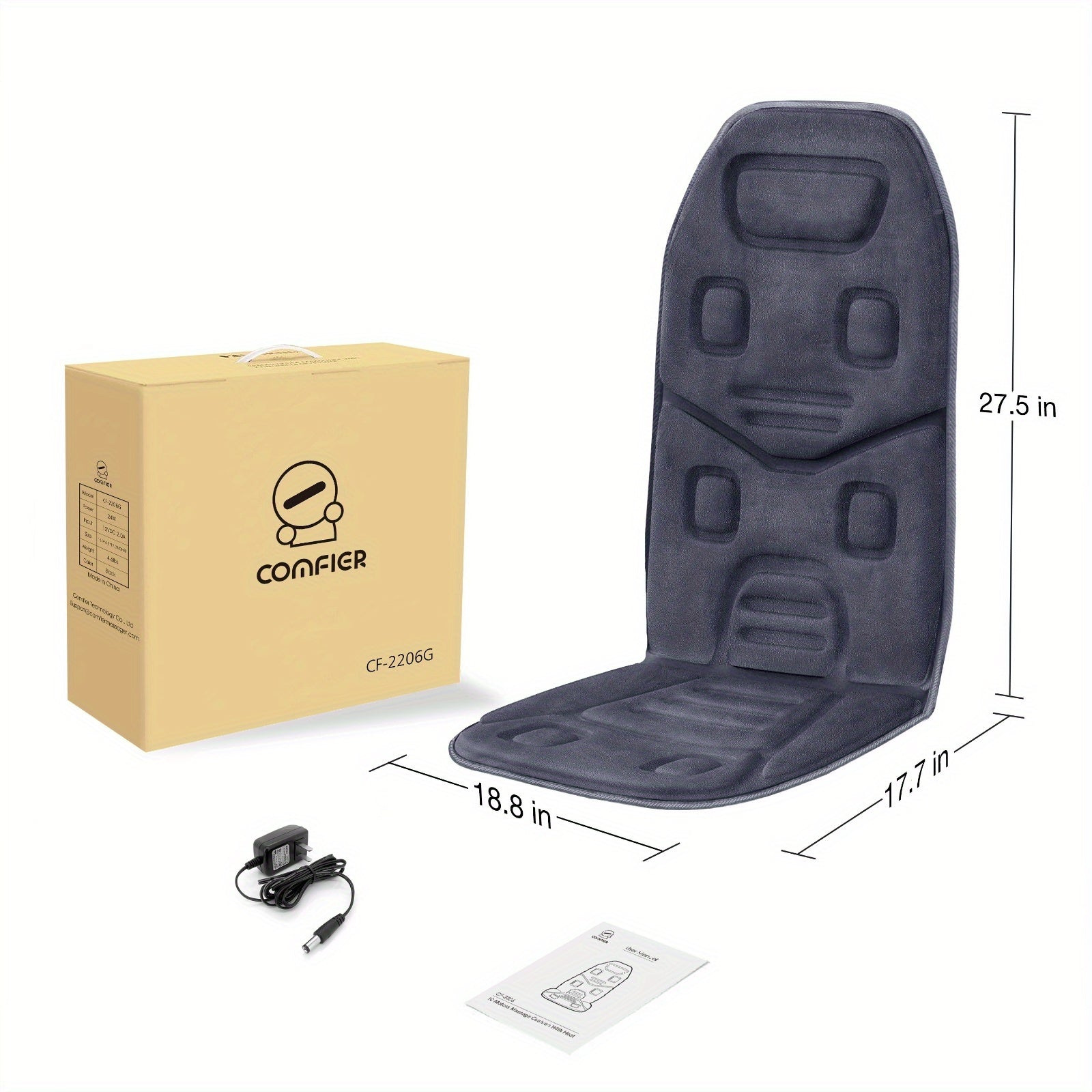 Heated Massage Chair Cushion with Vibration, 10 Motors, Seat Back Massager for Office & Home Chairs