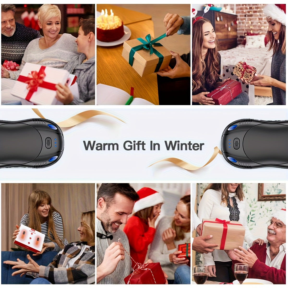 Rechargeable Magnetic Hand Warmer 2-in-1, Double-Sided Heating, 3 Temperature Levels, Portable Electric Hand Heater