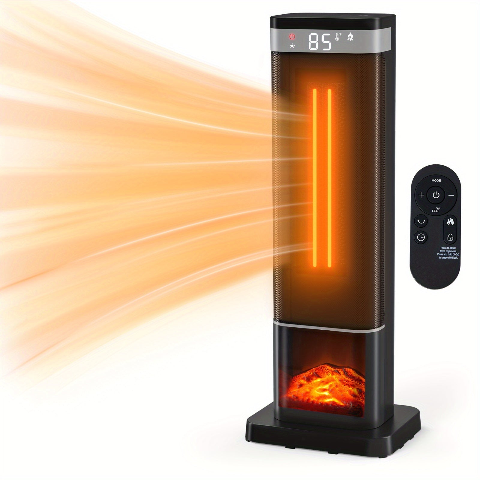 1500W Tower Space Heater for Indoor Use – Electric Heater with Remote Control, Thermostat & Timer