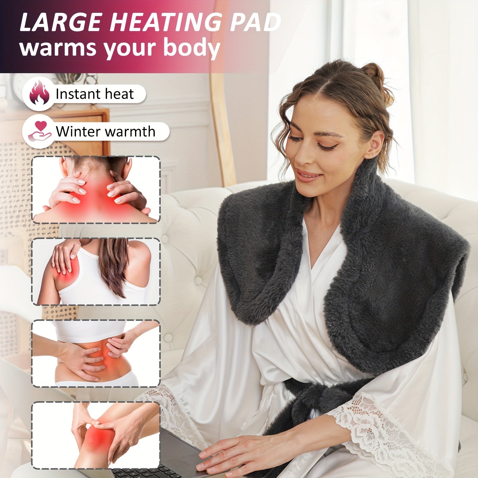 Extra Large Electric Heating Pad for Back – 35×28 in, Weighted Design, 5 Heat Levels, Auto Shut-Off