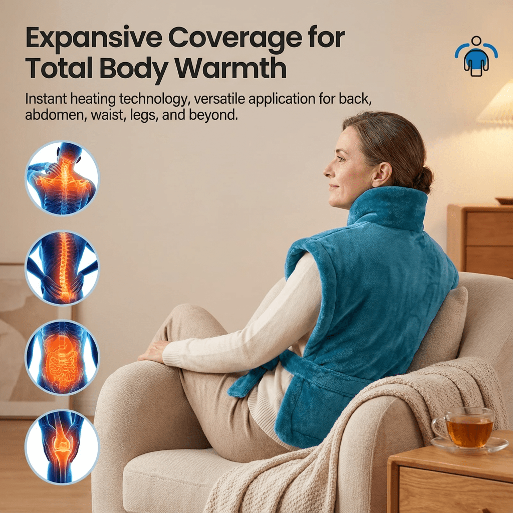 Heated Shawl Heating Pad for Neck & Shoulders – Graphene Fabric, 6 Heat Levels, Auto Shut-Off